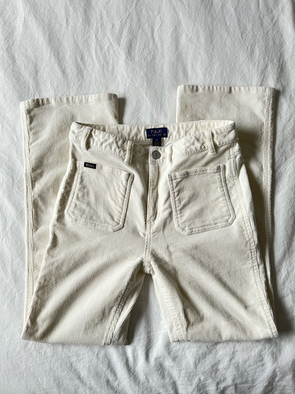 Ralph Lauren Cream Corduroy Trouser Pants Girls Large (14)